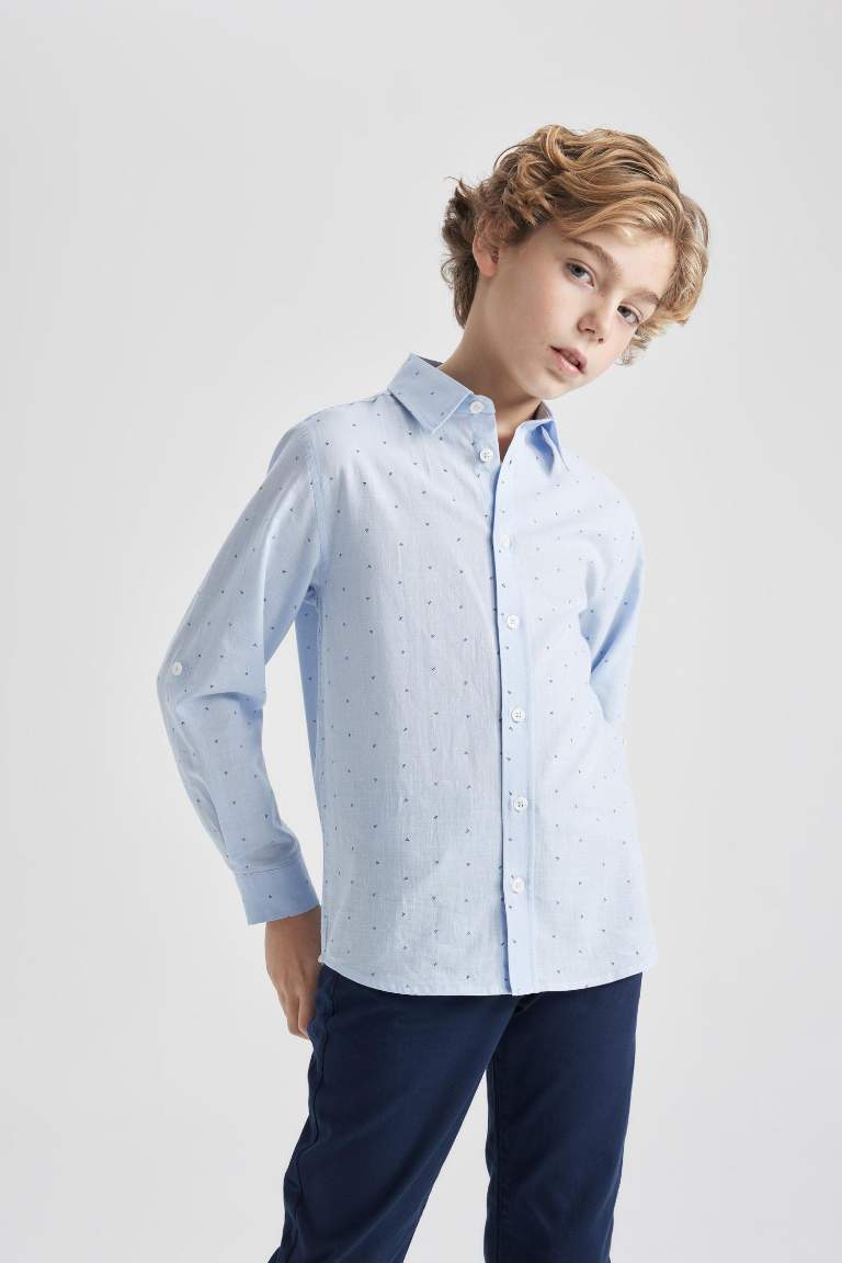 Boy Regular Fit Polo Collar Poplin Shirt