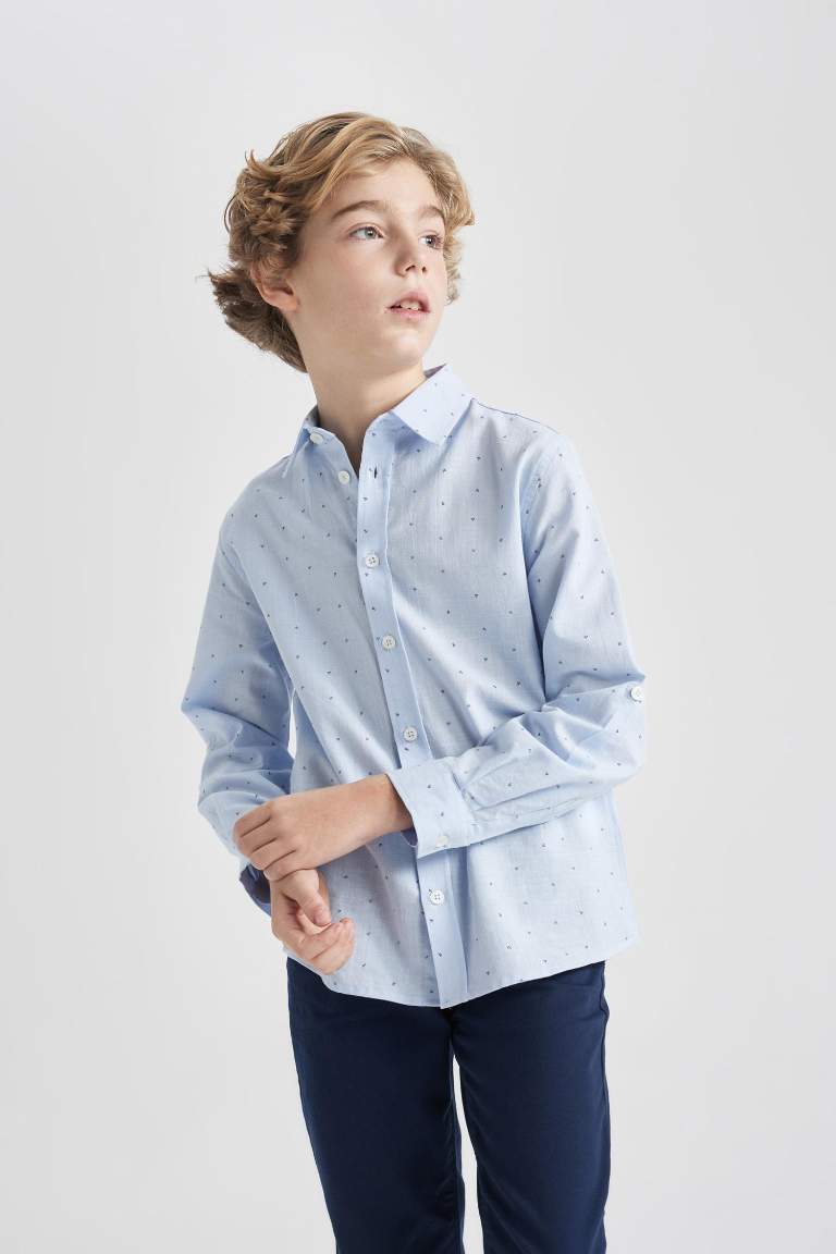 Boy Regular Fit Polo Collar Poplin Shirt