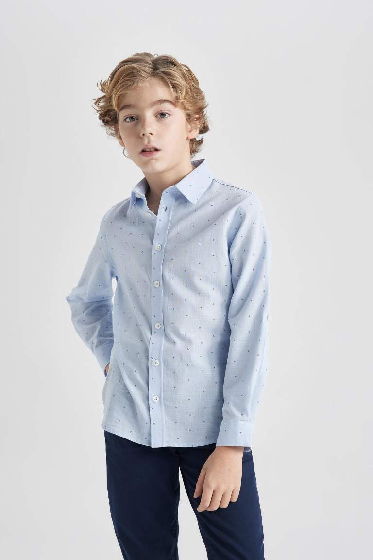 Boy Regular Fit Polo Collar Poplin Shirt