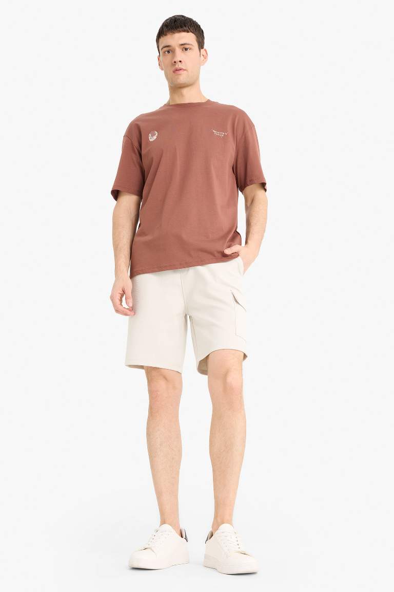 Regular Fit Düz Paça Kargo Cepli Basic Düz Şort