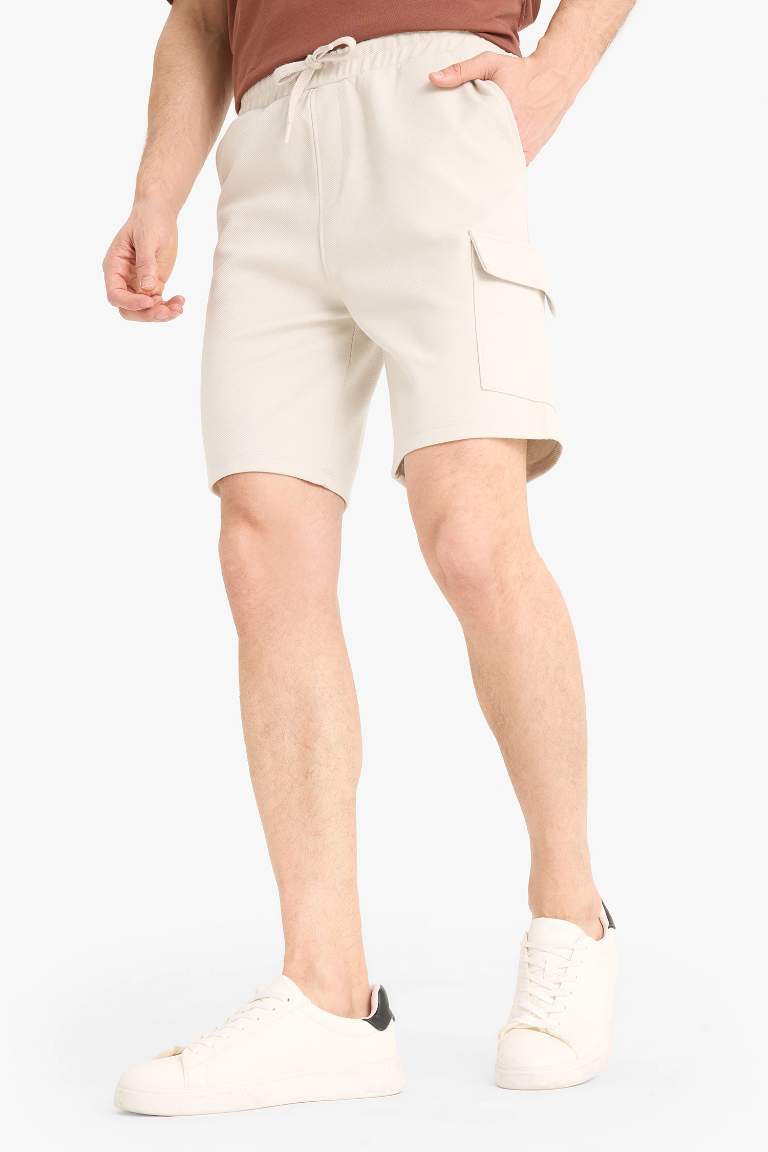 Regular Fit Düz Paça Kargo Cepli Basic Düz Şort