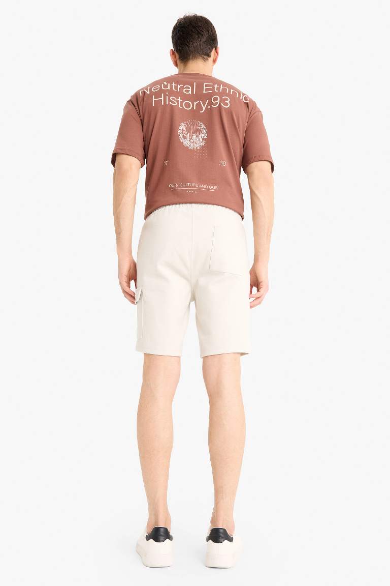 Regular Fit Düz Paça Kargo Cepli Basic Düz Şort
