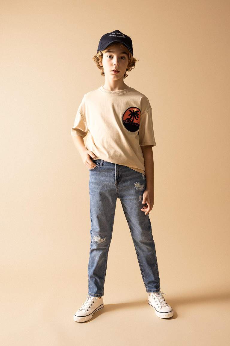 Boy Oversize Fit Crew Neck Printed  T-Shirt