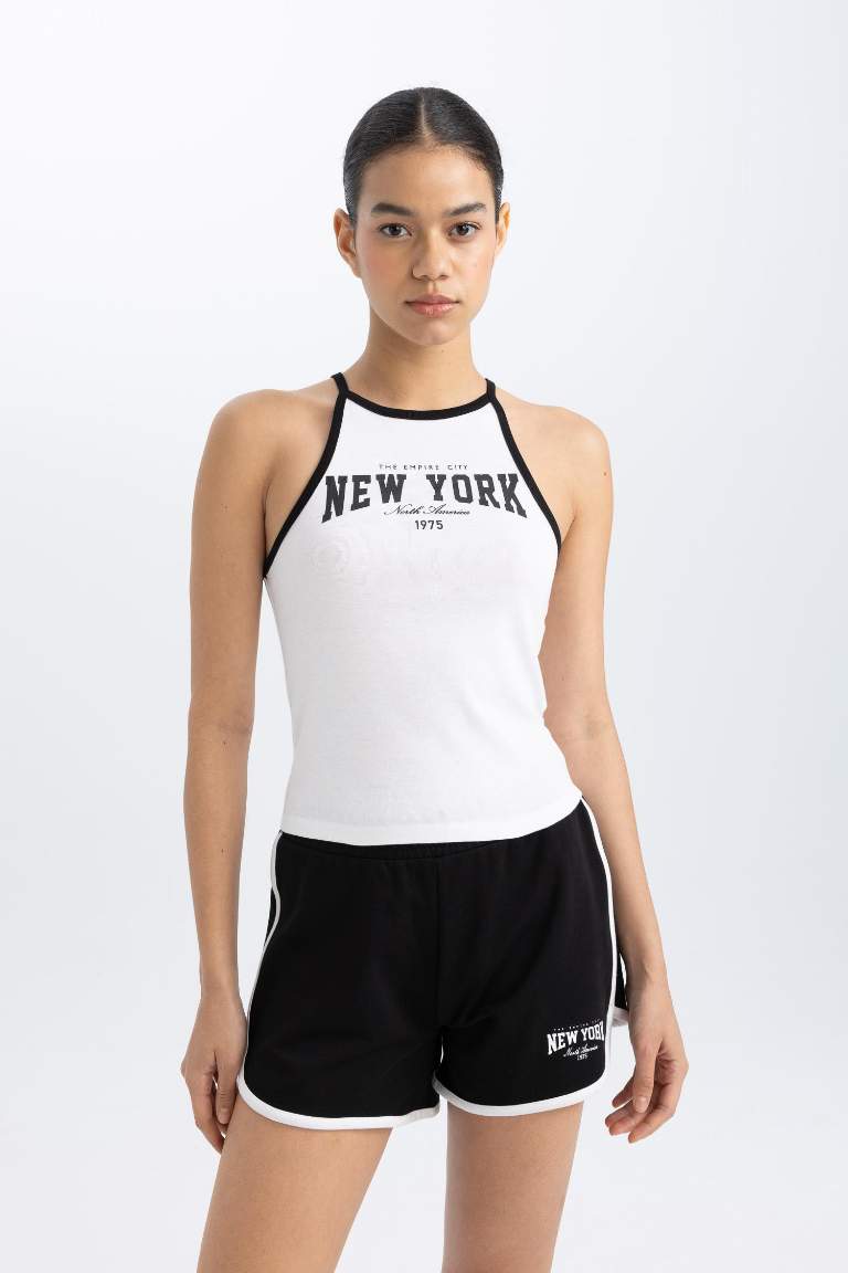 DeFactoFit Crew Neck Ribbed Crop Top