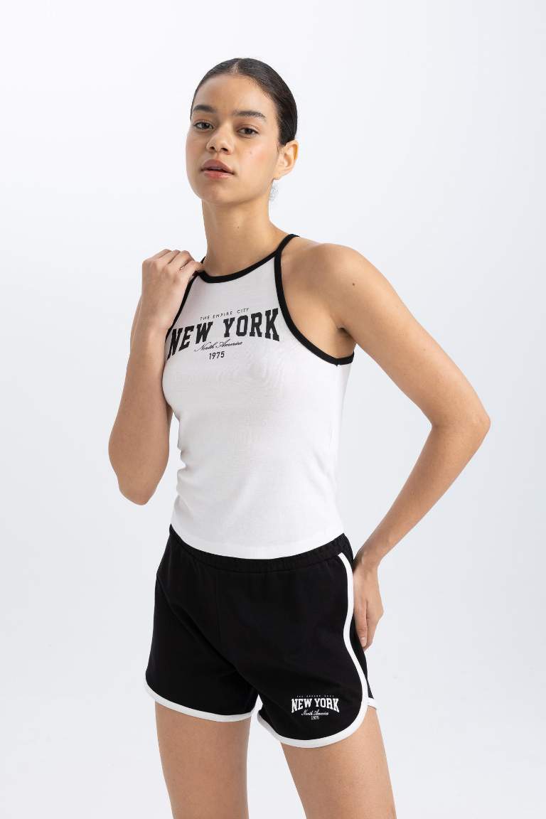 DeFactoFit Crew Neck Ribbed Crop Top