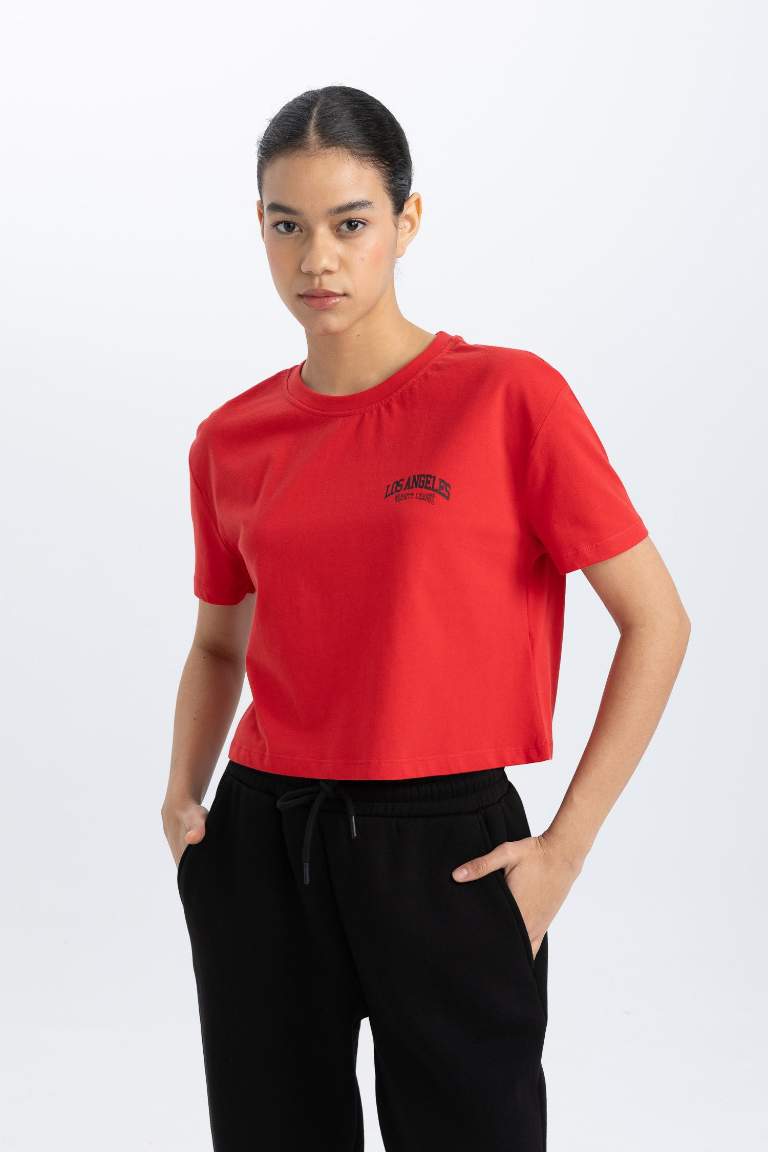 T-Shirt de sport Imprimé À Manches Courtes Col Rond