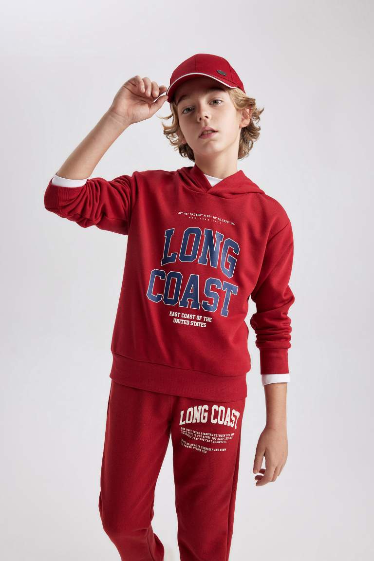 Boy Printed Hooded Thick Sweatshirt