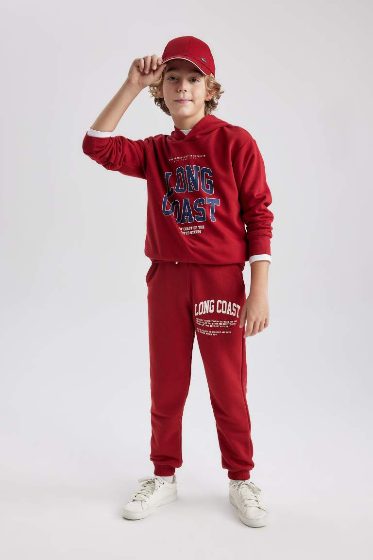 Boy Printed Hooded Thick Sweatshirt