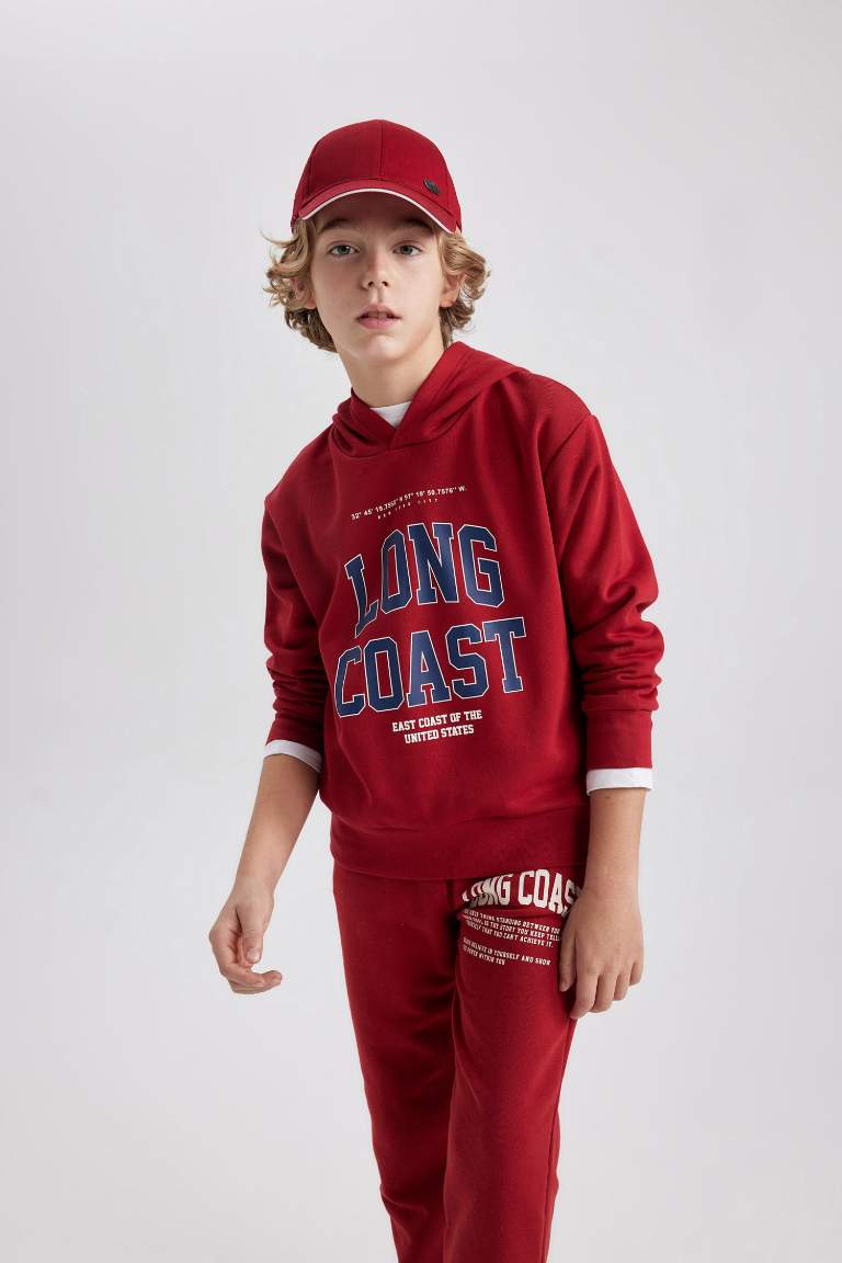 Boy Printed Hooded Thick Sweatshirt