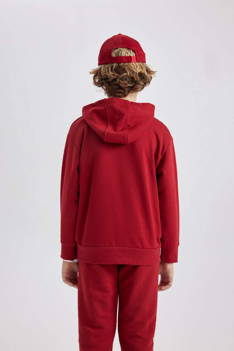 Boy Printed Hooded Thick Sweatshirt