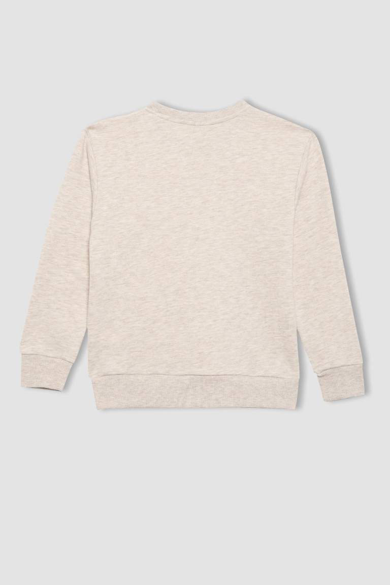 Erkek Çocuk Bisiklet Yaka Baskılı Kalın Sweatshirt