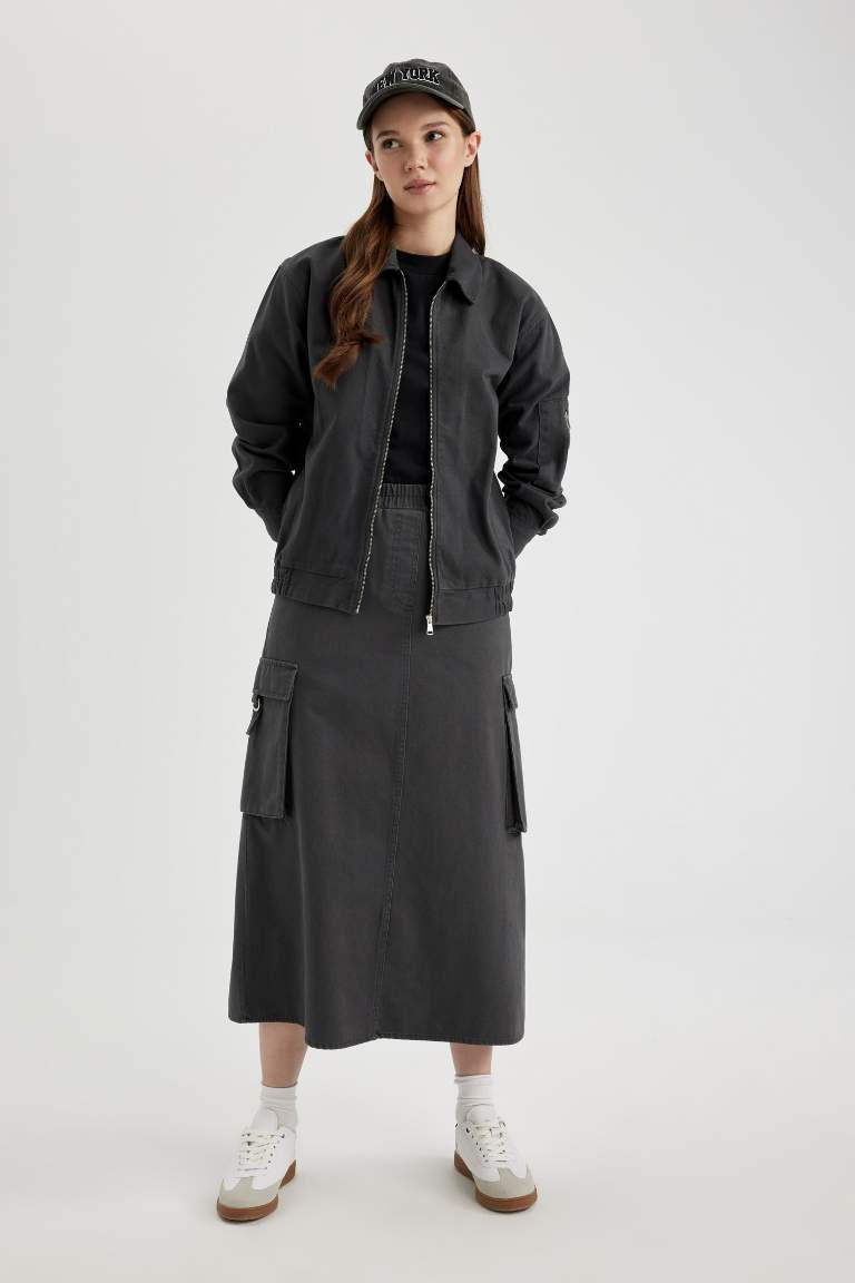 Cargo Fit Gabardine Skirt