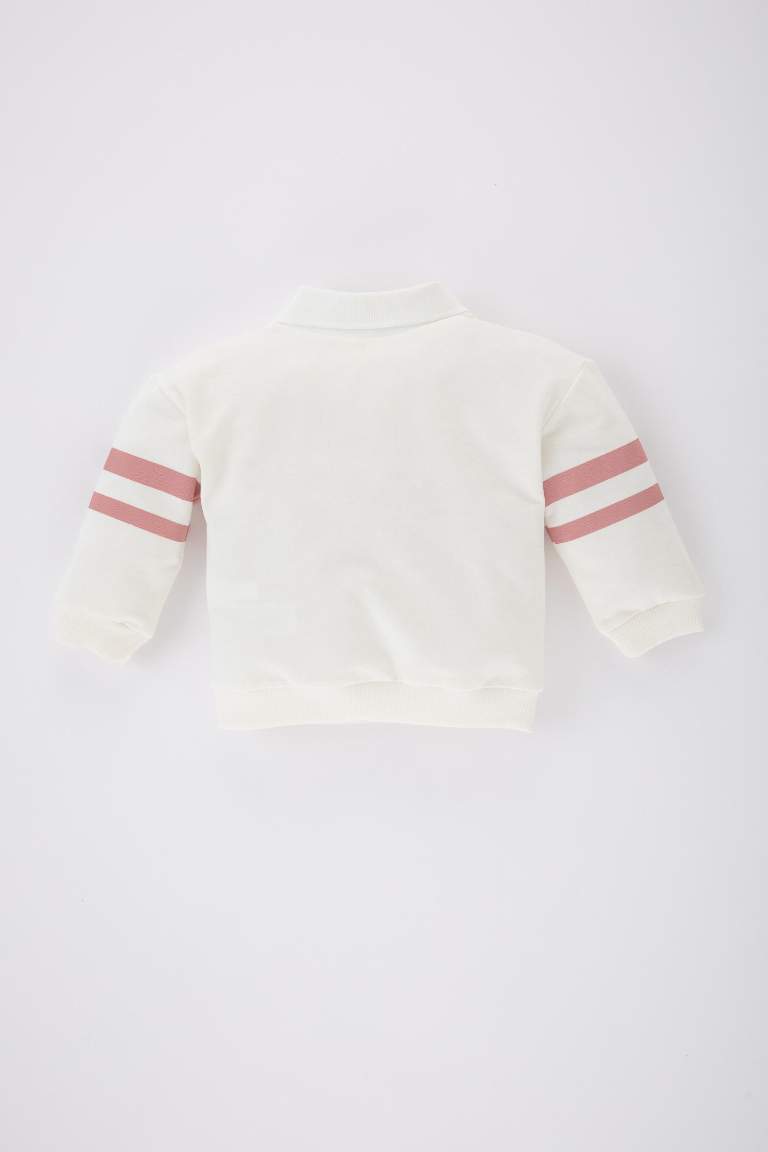 Sweatshirt à Col Polo Et imprimé Pour Bébé Fille