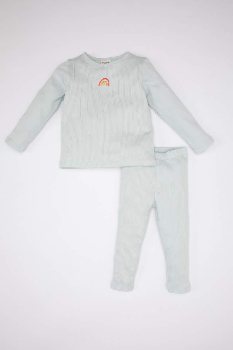 Pyjama à Broderies à Manches Longues pour Bébé Fille