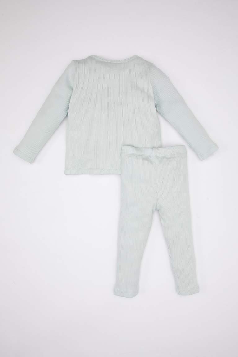 Pyjama à Broderies à Manches Longues pour Bébé Fille