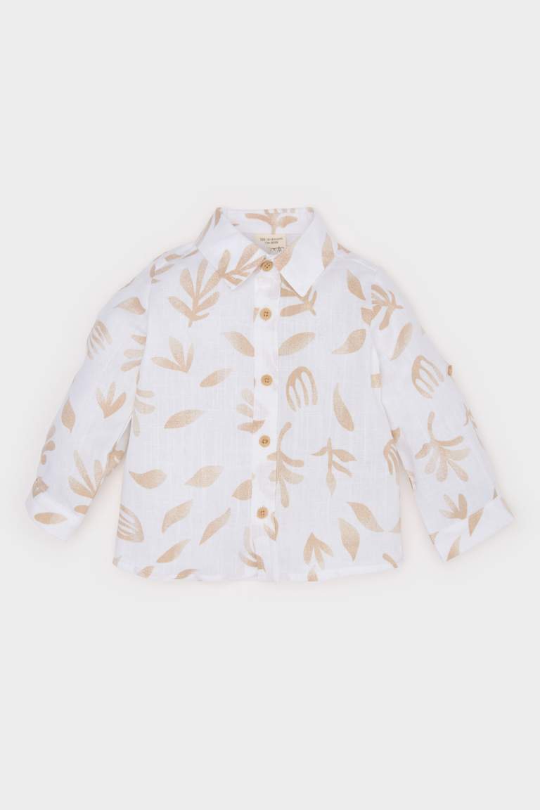 Baby Boy Shirt Collar Printed Flamy Poplin Shirt