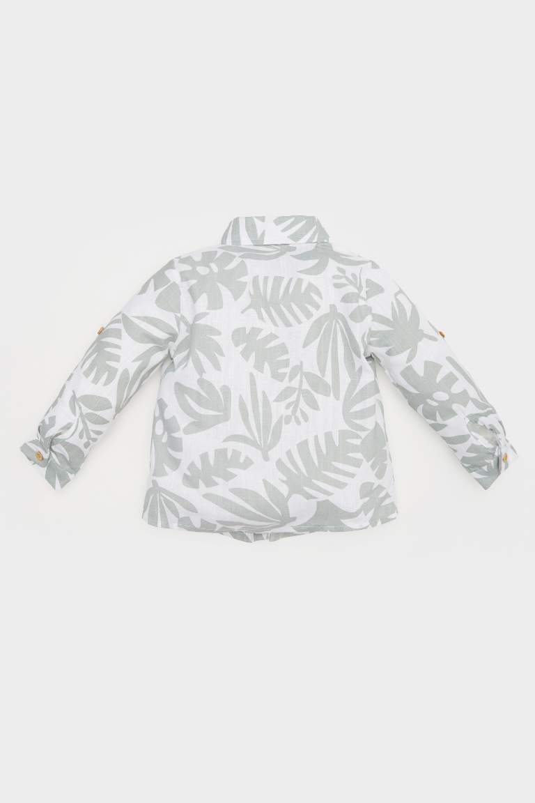 Baby Tropical Patterned Flam Poplin Long Sleeve Shirt