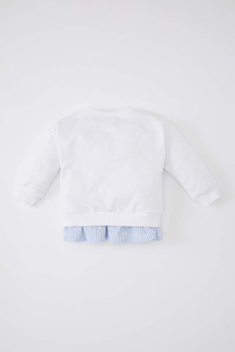 Baby Girl Crew Neck Striped Sweatshirt