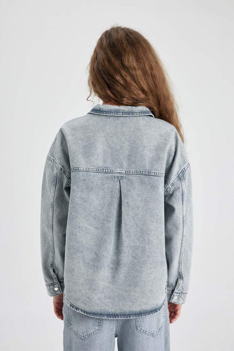 Grey WOMAN Jean Shirt Jacket 3076814 | DeFacto