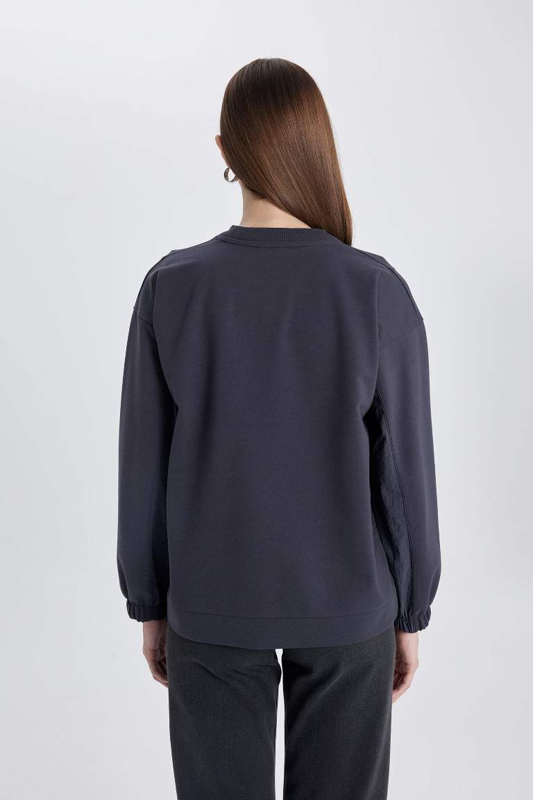 Regular Fit Crew Neck Basic Sweatshirt Tunic