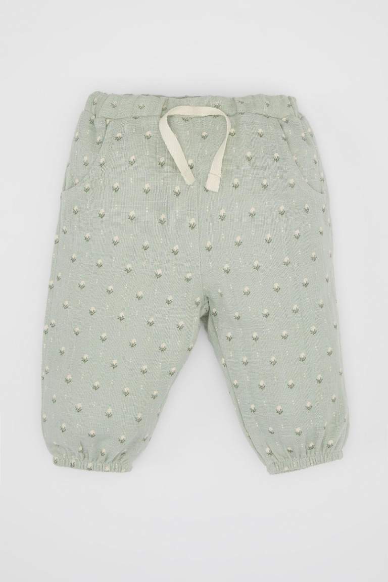 Baby Girl Floral Muslin Trousers