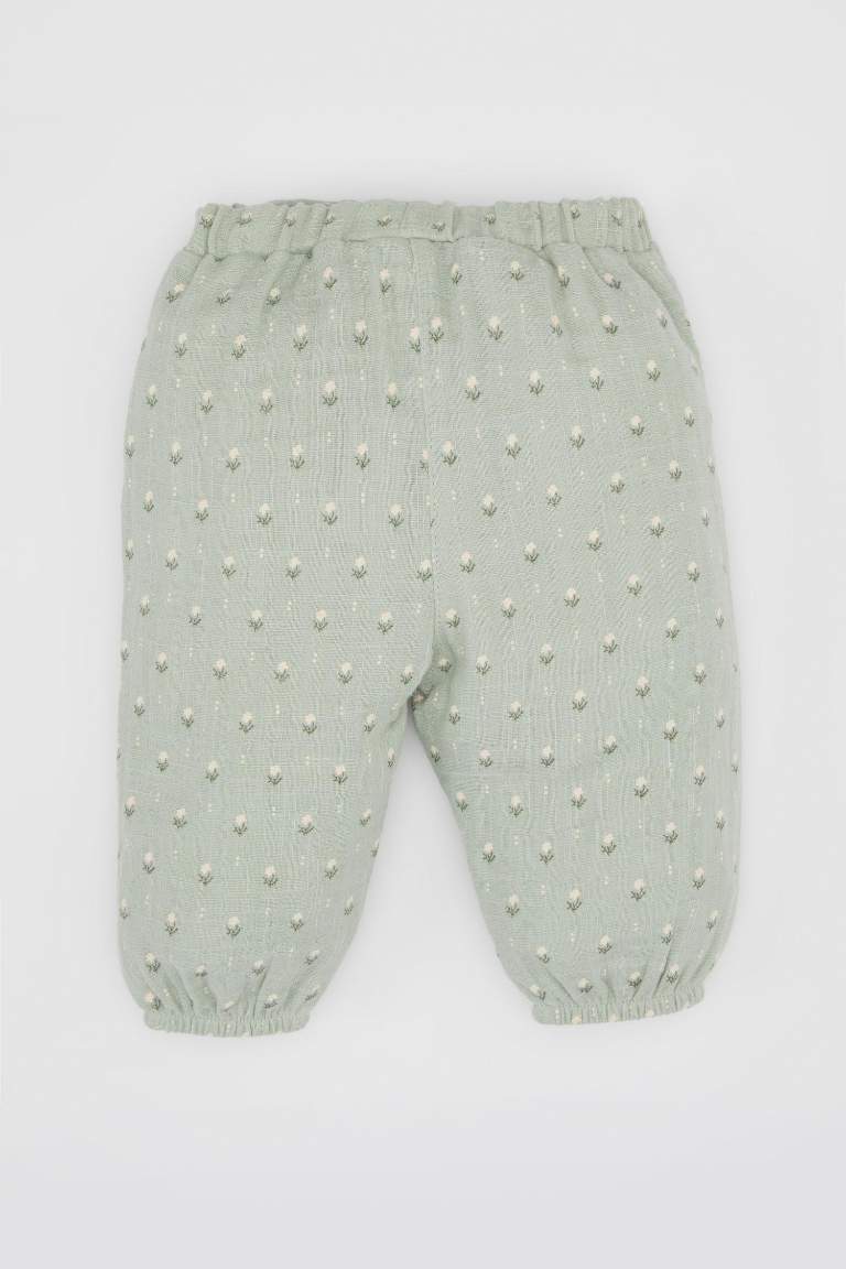 Baby Girl Floral Muslin Trousers