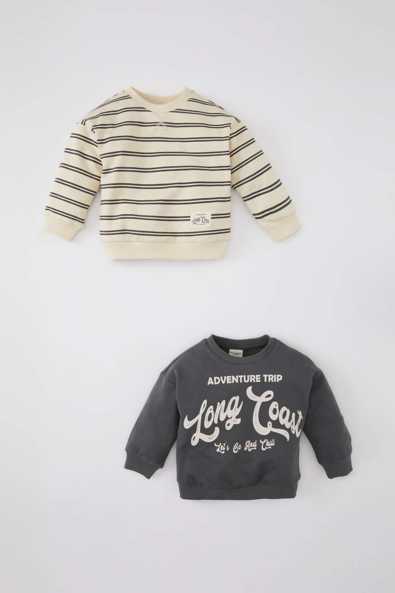 2 Sweatshirts Col Rond imprimé pour Bébé Garçon