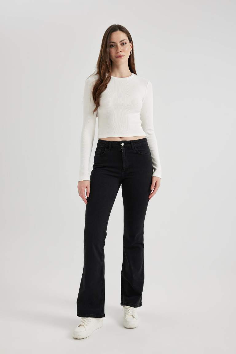 Pantalon Jean Long Taille Normale Coupe évasée