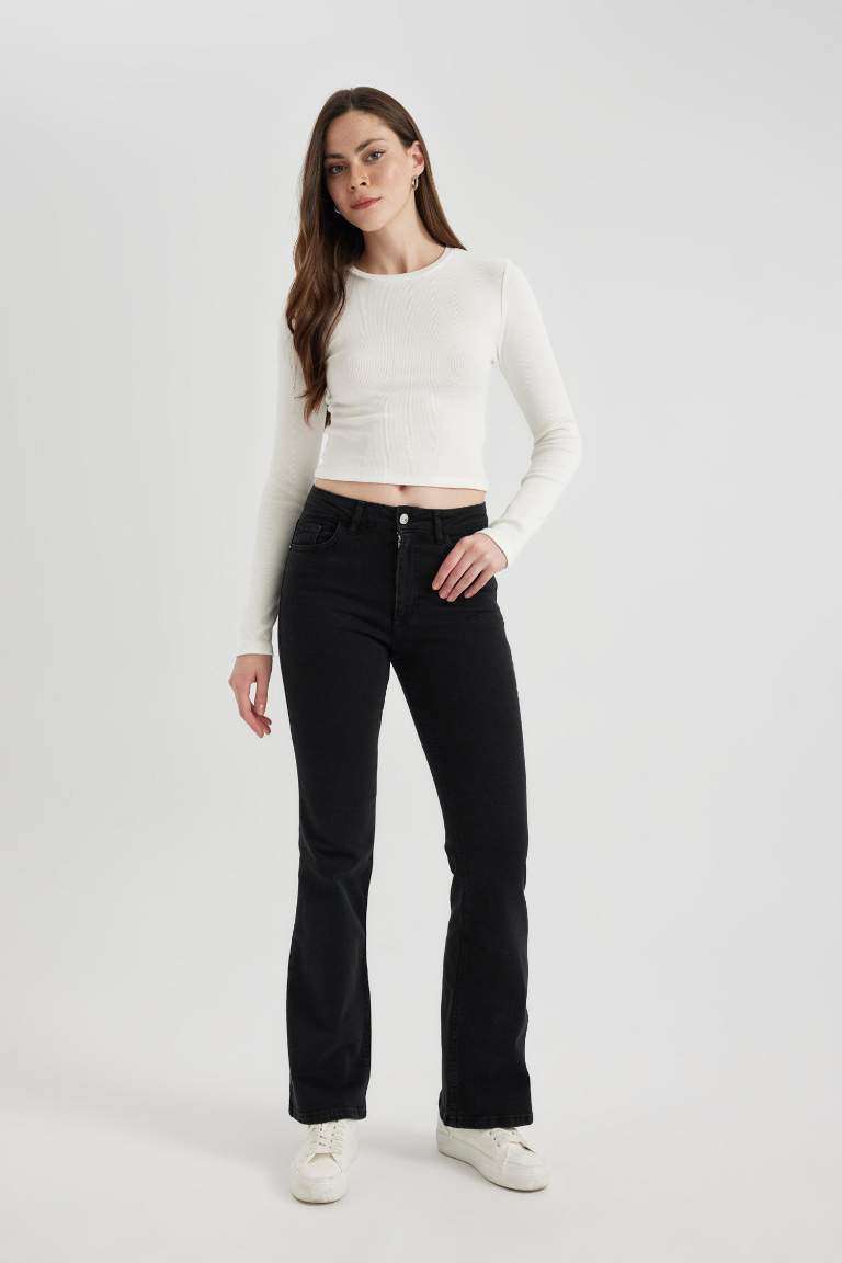 Pantalon Jean Long Taille Normale Coupe évasée