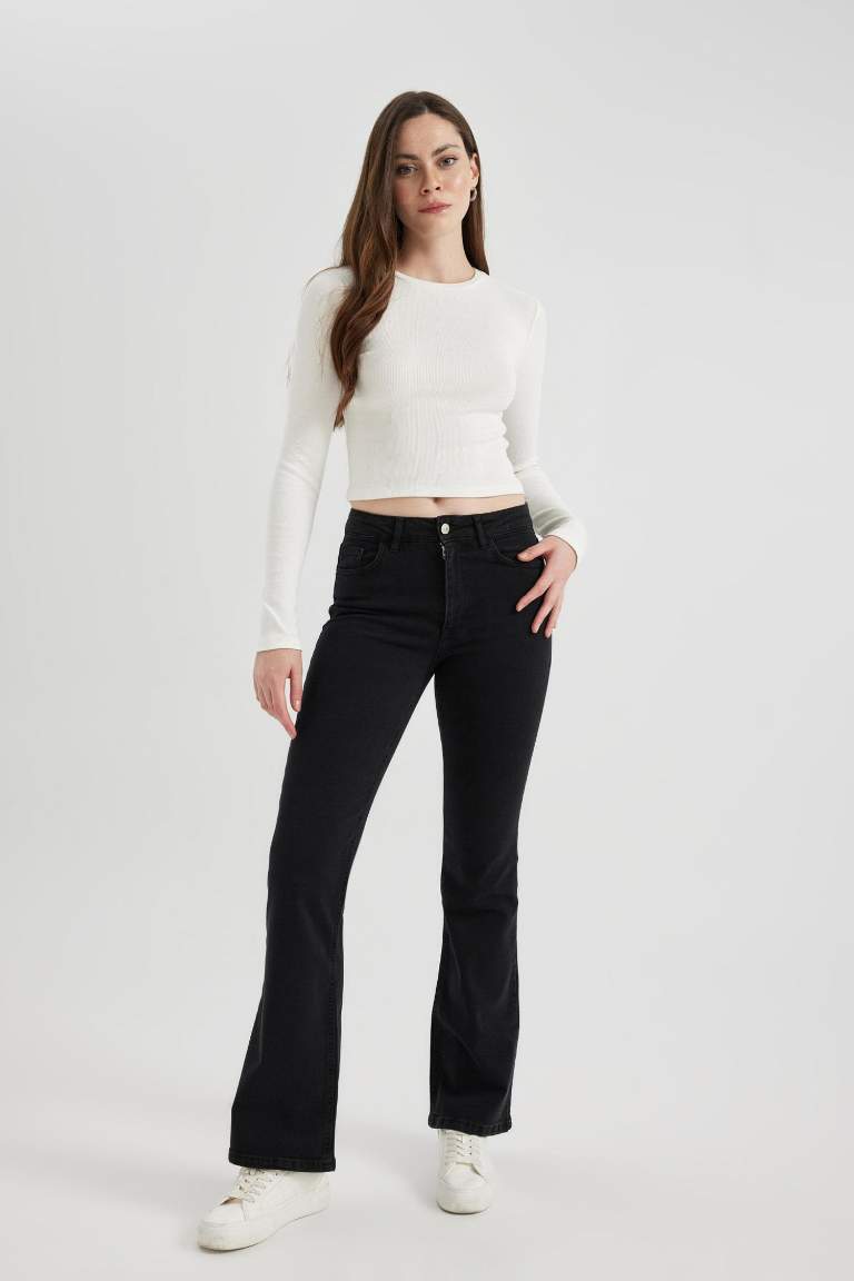 Pantalon Jean Long Taille Normale Coupe évasée