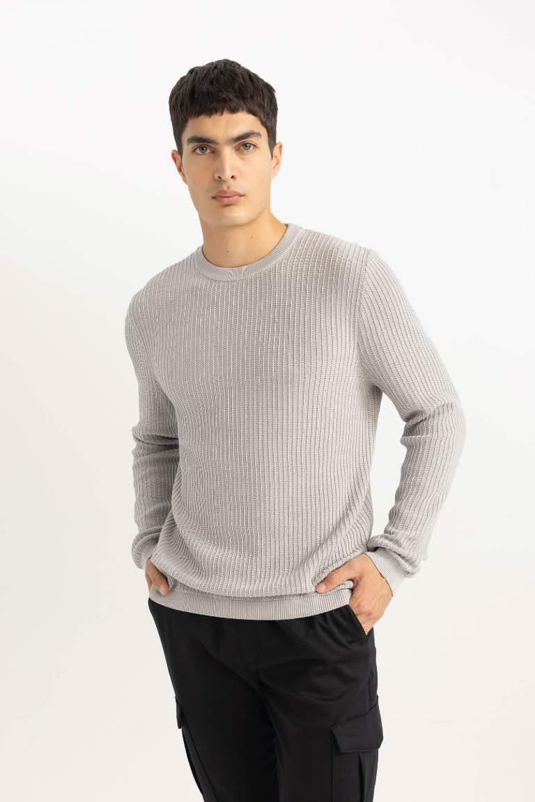 Standard Fit Crew Neck Basic Knitted Pullover