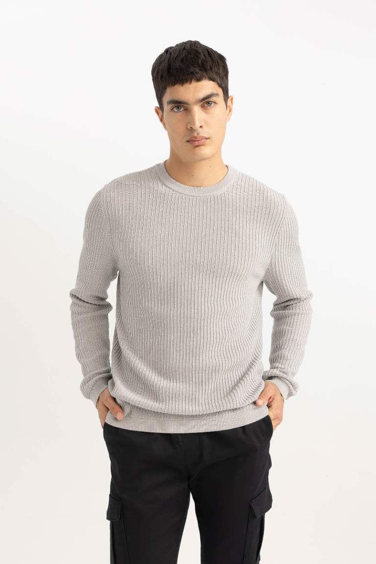 Standard Fit Crew Neck Basic Knitted Pullover