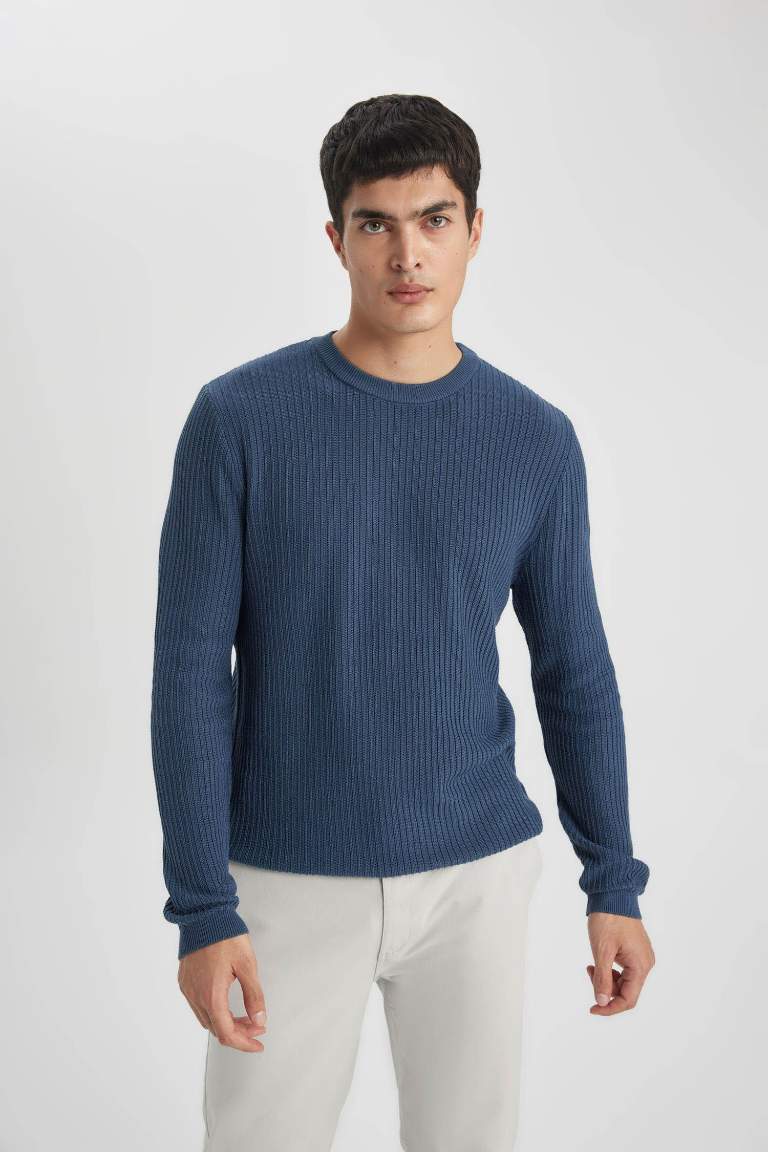 Standard Fit Crew Neck Basic Knitted Pullover