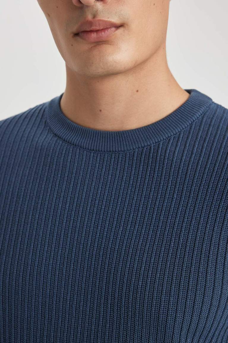 Standard Fit Crew Neck Basic Knitted Pullover