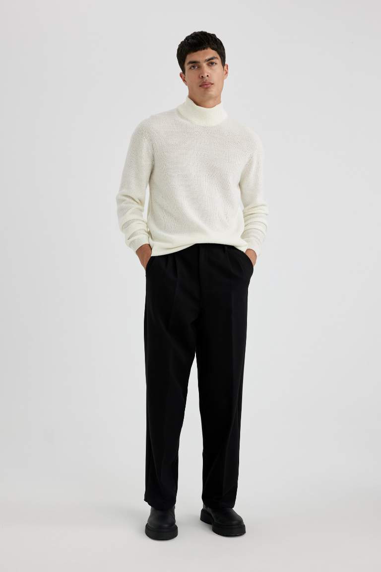 Standard Fit Turtleneck Basic Knitted Pullover