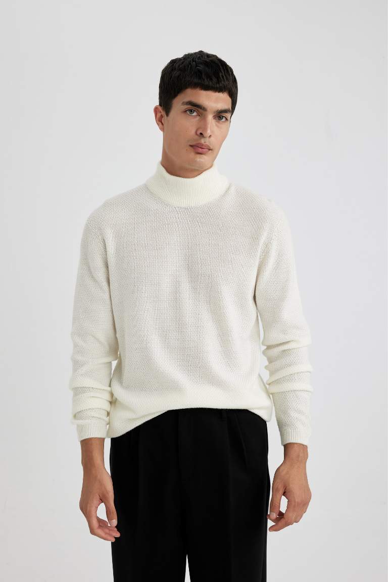 Standard Fit Turtleneck Basic Knitted Pullover