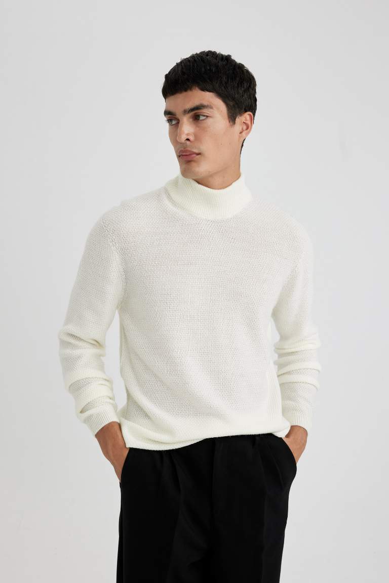 Standard Fit Turtleneck Basic Knitted Pullover