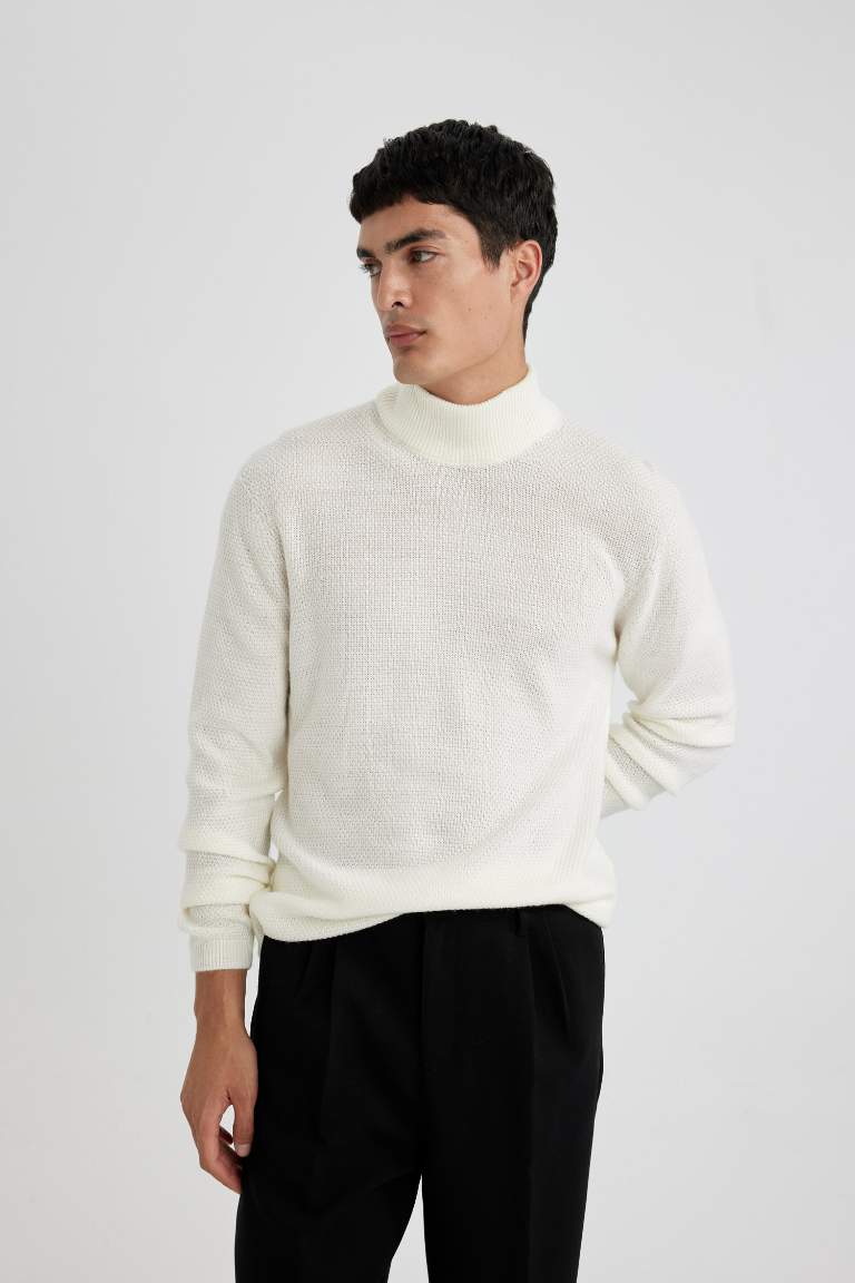 Standard Fit Turtleneck Basic Knitted Pullover