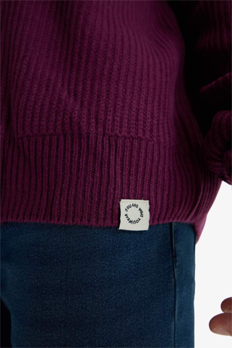 үлкен пішім дөңгелек жаға трикотаж Пулловер