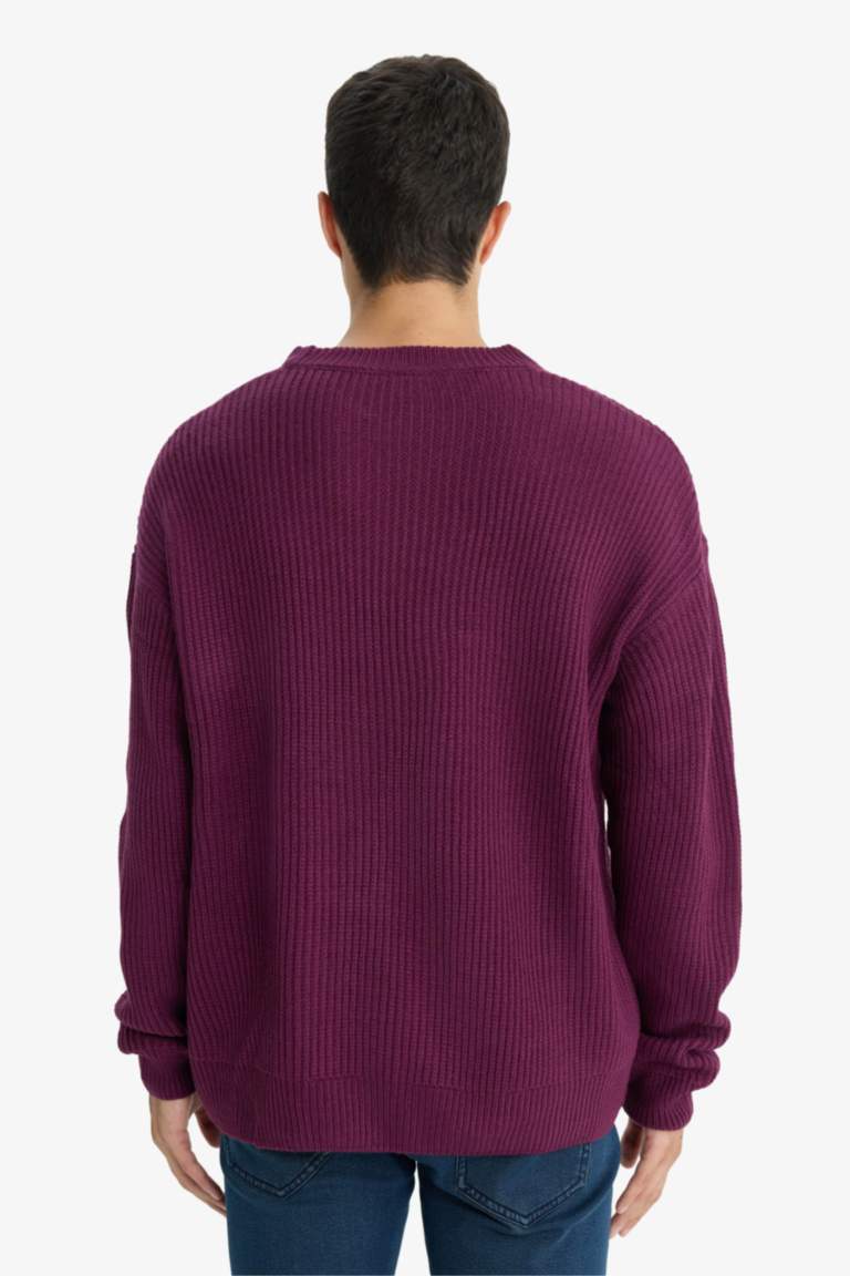 үлкен пішім дөңгелек жаға трикотаж Пулловер