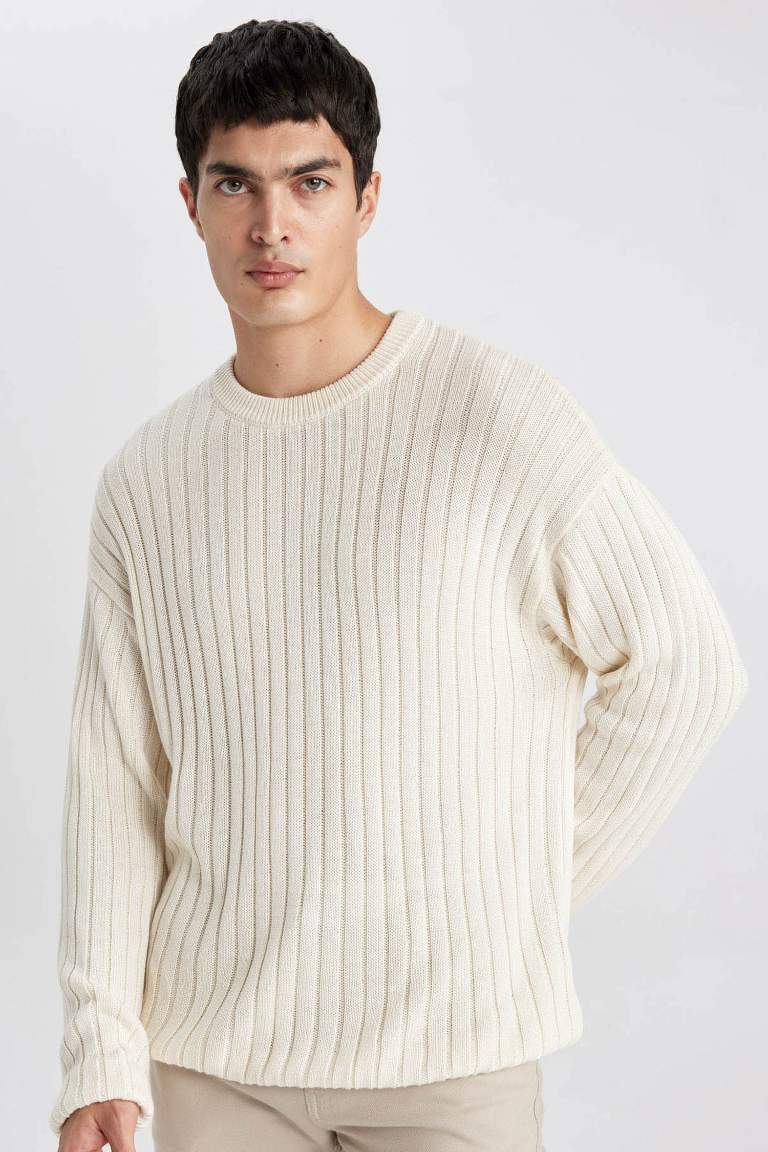 Relax Fit Crew Neck Knitted Basic Pullover