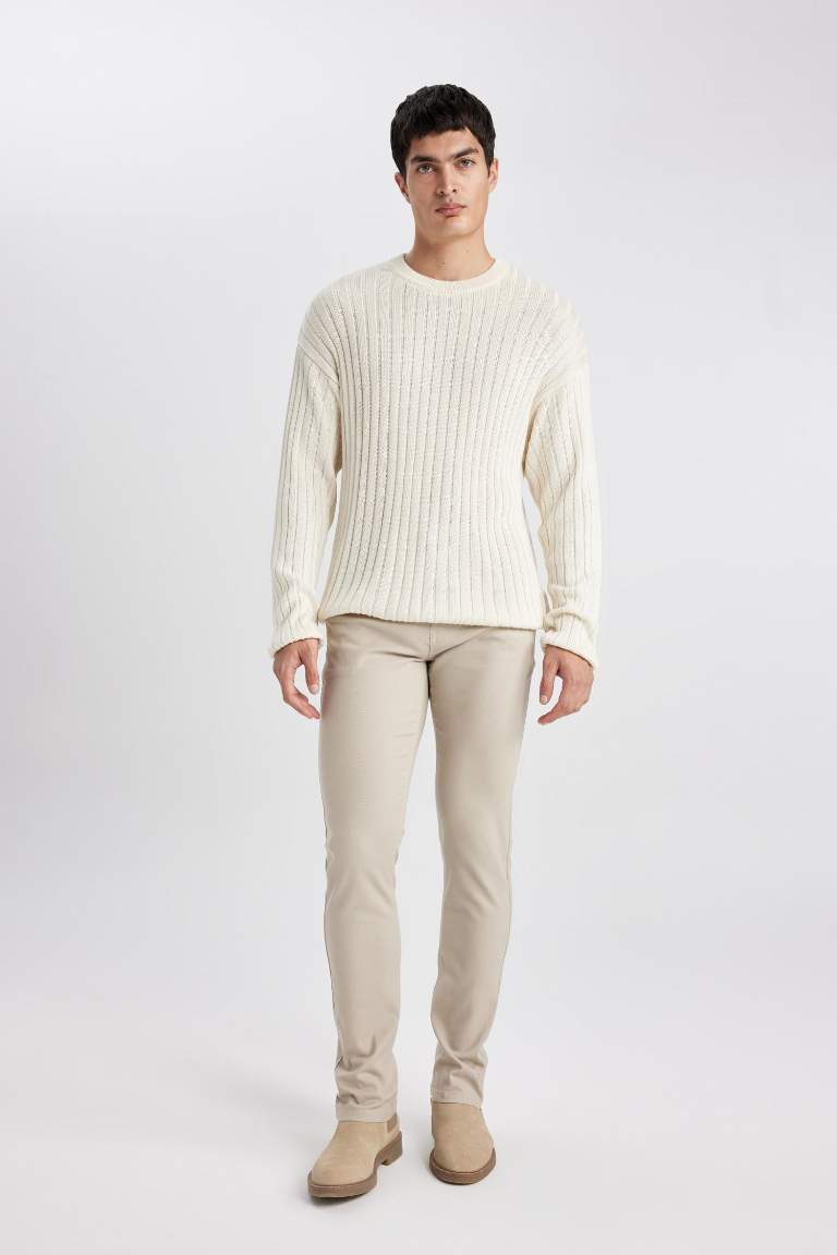 Relax Fit Crew Neck Knitted Basic Pullover