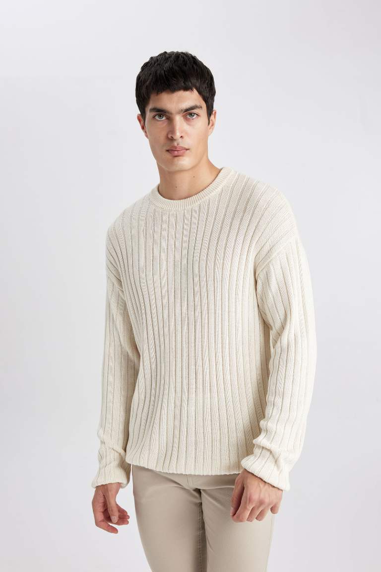 Relax Fit Crew Neck Knitted Basic Pullover