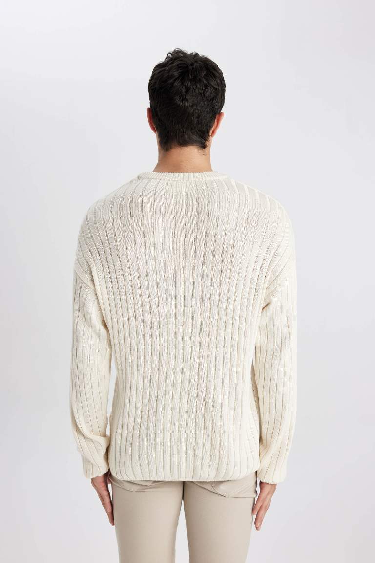 Relax Fit Crew Neck Knitted Basic Pullover