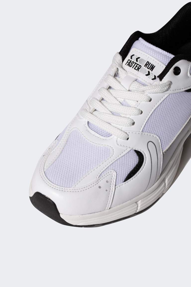 Woman Faux Leather Serrated Sole Sport shoes
