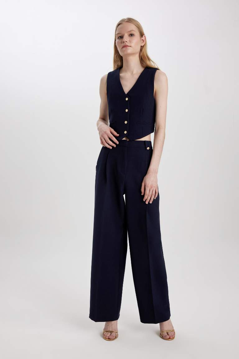 Wide Leg tall hem Pocket Detailed Trousers