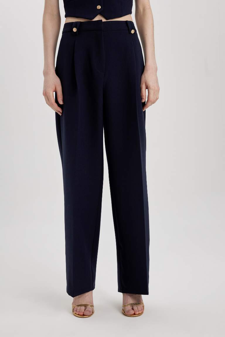 Wide Leg tall hem Pocket Detailed Trousers