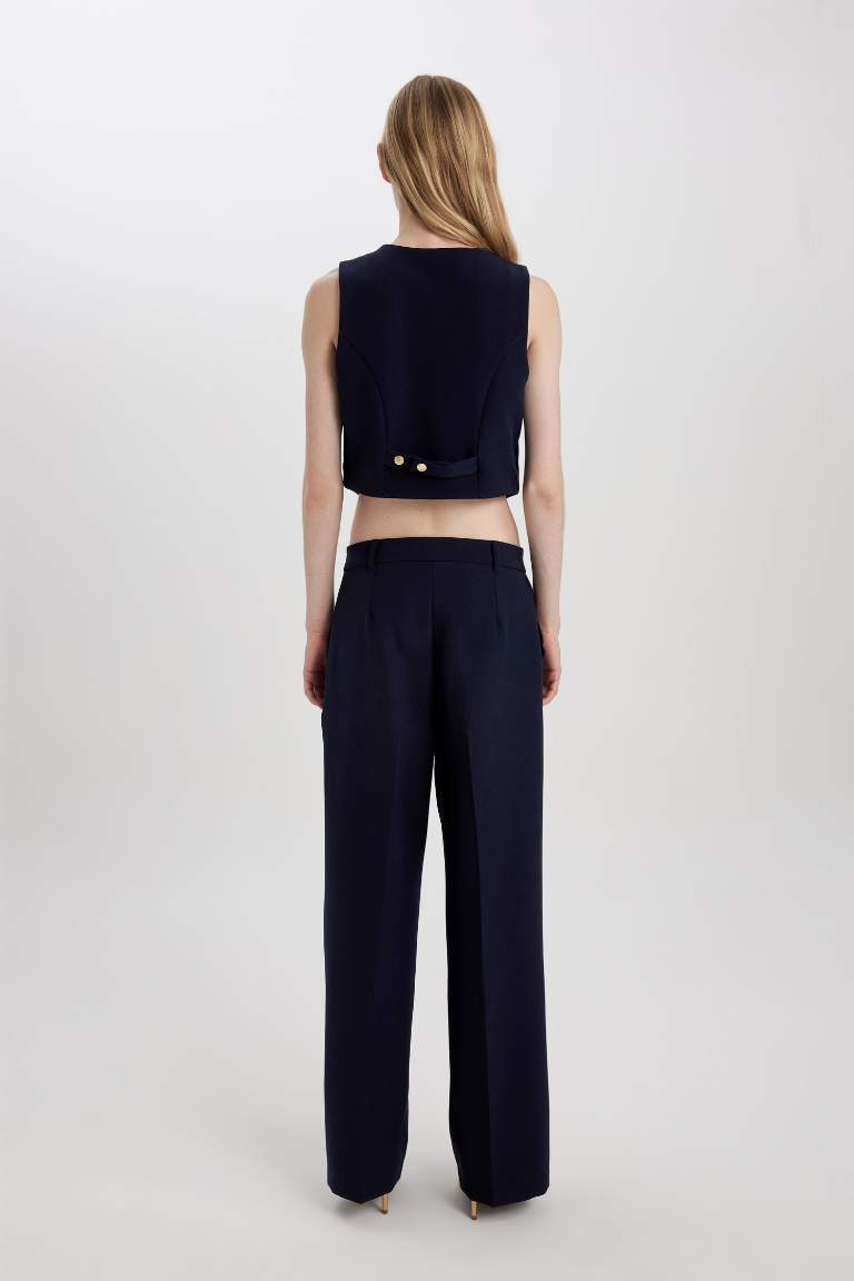 Wide Leg tall hem Pocket Detailed Trousers