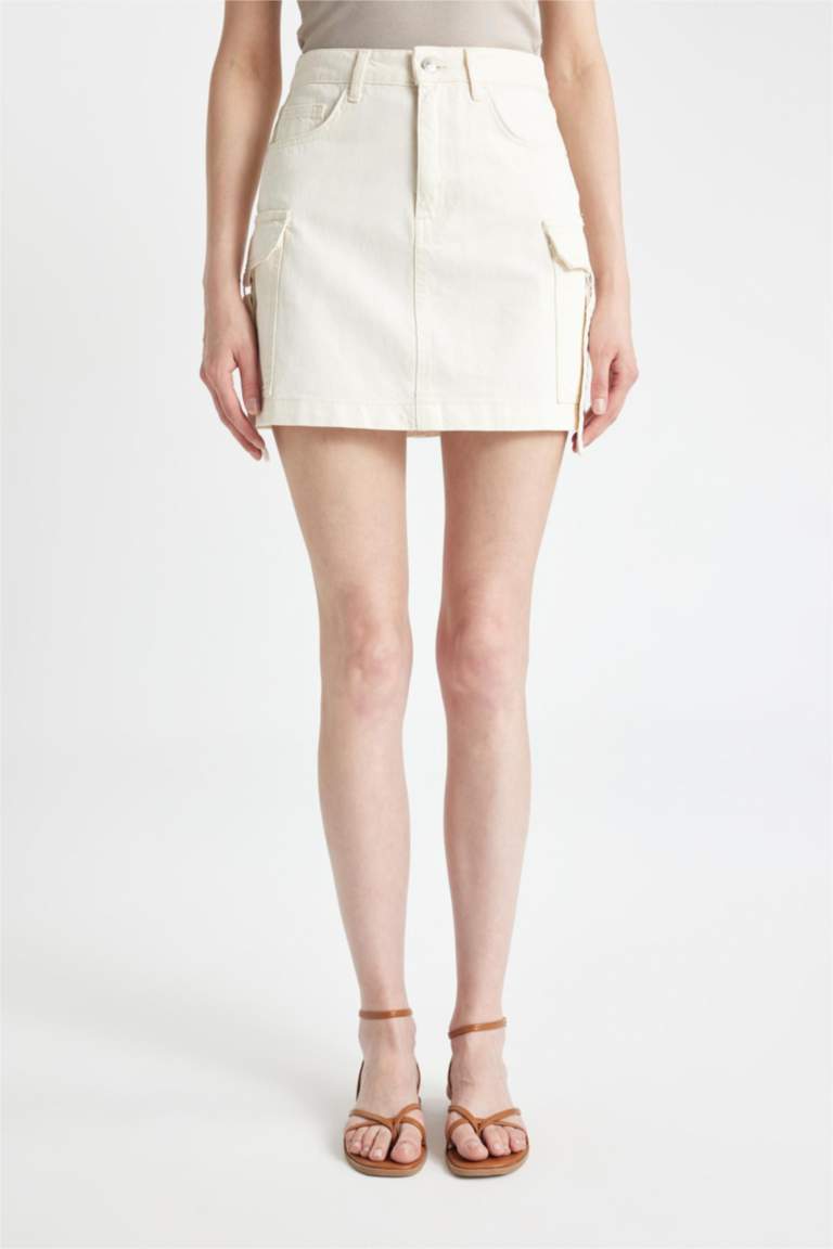 Cargo Fit Denim Mini Skirt