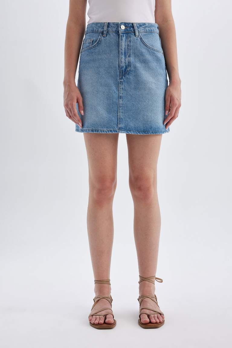 Regular Fit Jean Mini Skirt